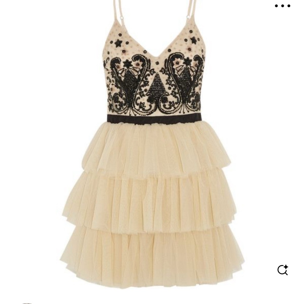 Alice & Olivia Drury Beaded Tulle Ballerina Cocktail Dress- size 0
